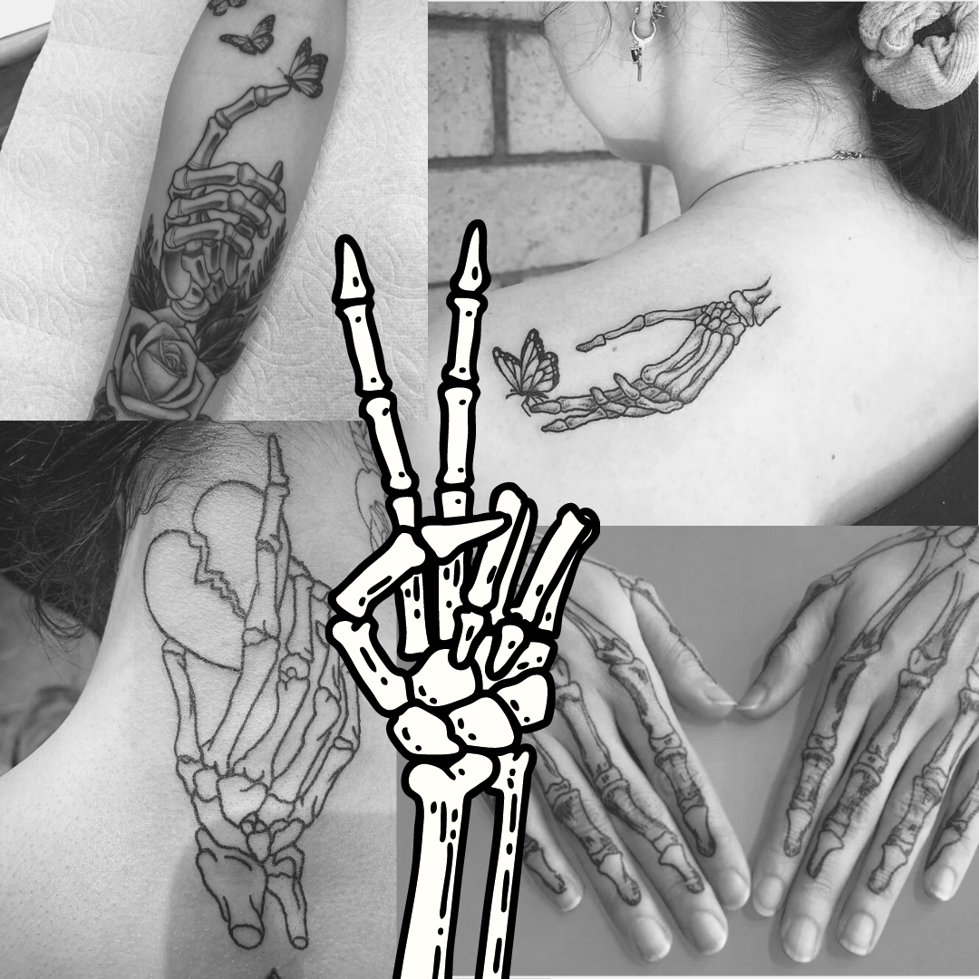skeleton hand tattoo drawing